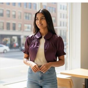 Lucy Paris Satin Purple half vest